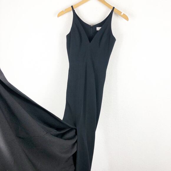 Dress The Population Iris Slit Crepe Black Gown Maxi Dress - Picture 11 of 14